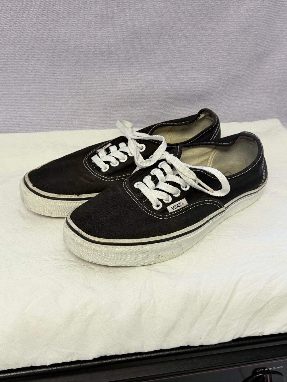 Vans Black Low-Top Canvas Sneakers with White Accents
